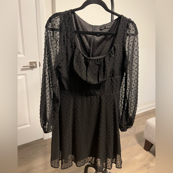 Ruched Bust Lantern Sleeve Swiss dot dress Size M - Picture 2 of 5